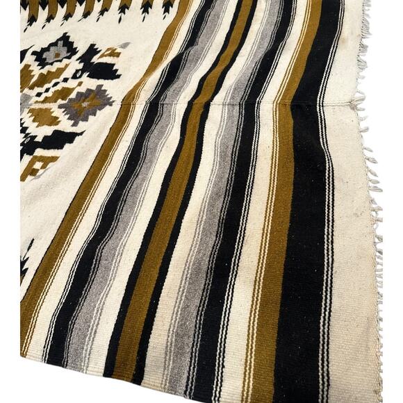 Vintage Hand Woven Native American Aztec Wall Hanging or Wool Rug Zapotec Rug - Picture 3 of 16